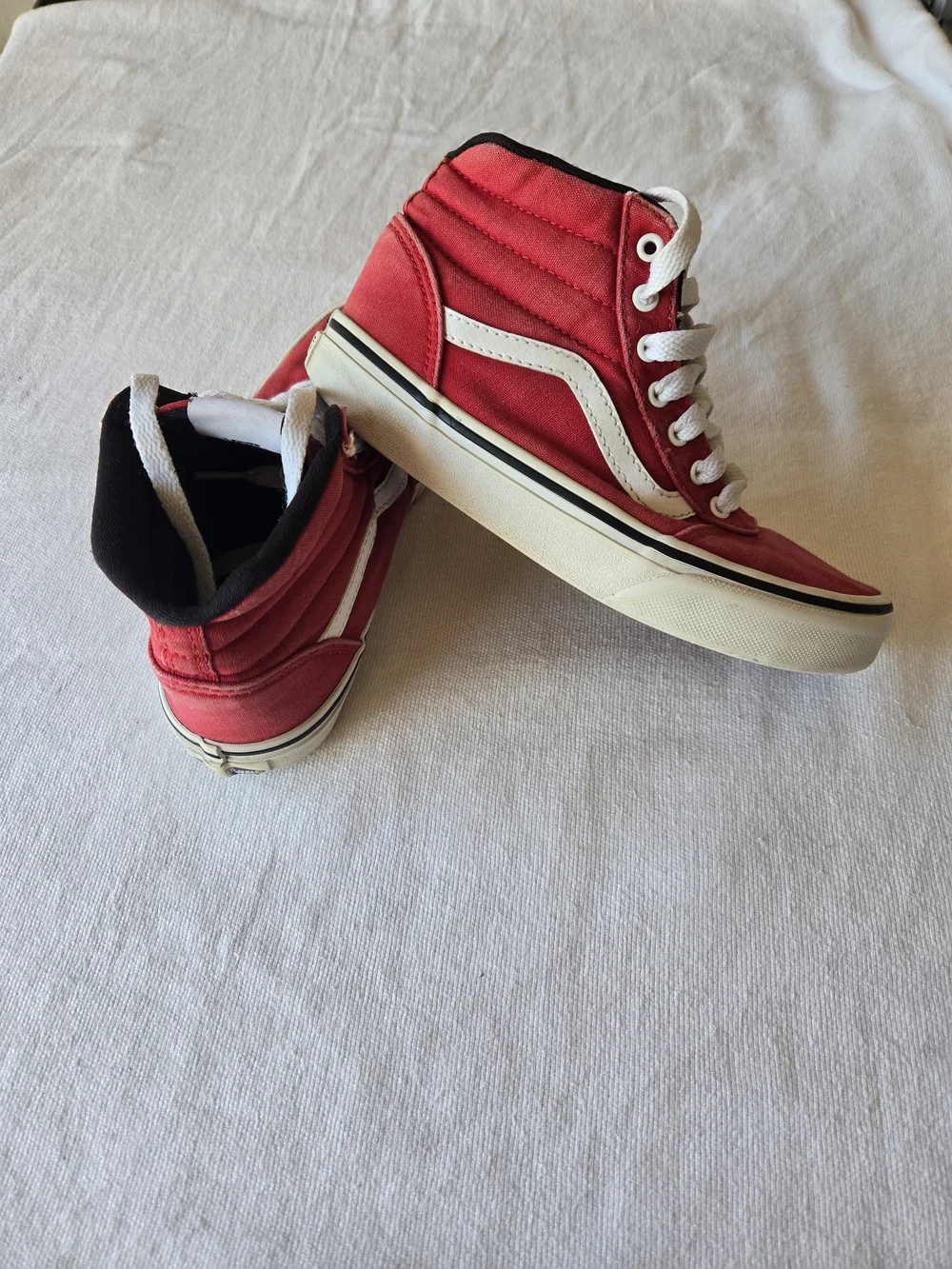 Vans Kids Red & White High-Top Skate Sneakers